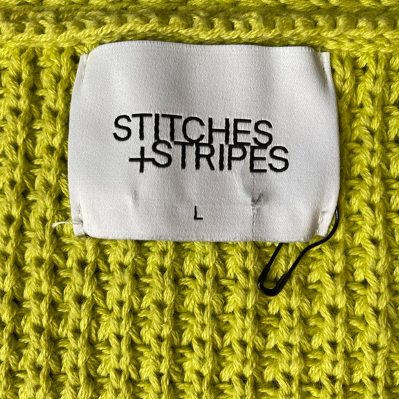 Stitches & Stripes Bright Green V-Neck Sweater Size L - Picture 2 of 7